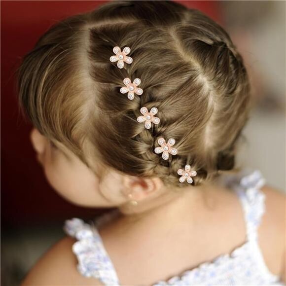 Sparkly Rhinestone Flower Hair Clips | Elegant Small Hairpins - Picture 2 of 4